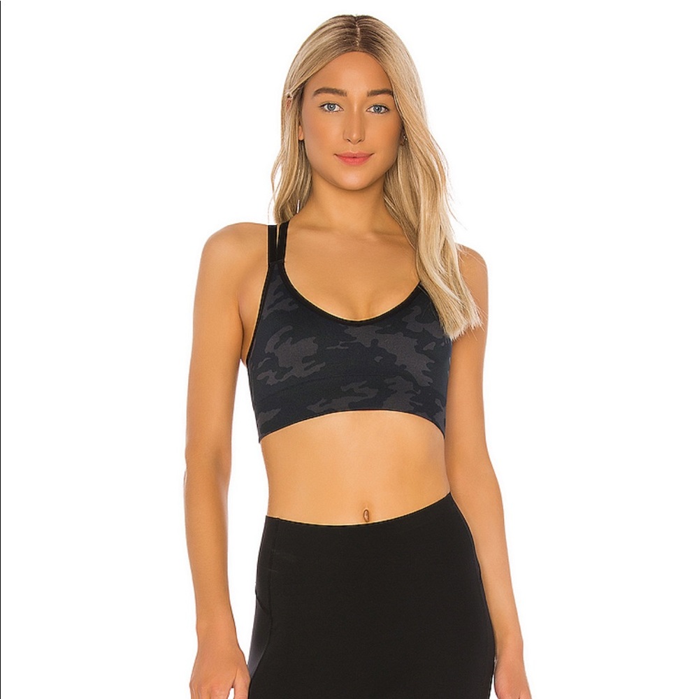 Look at Me Now Low impact Sports Bra in Black Camo